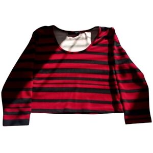 FASHION TO FIGURE Black and Red Stripped Crop Top & Skirt Outfit, Size: 2X